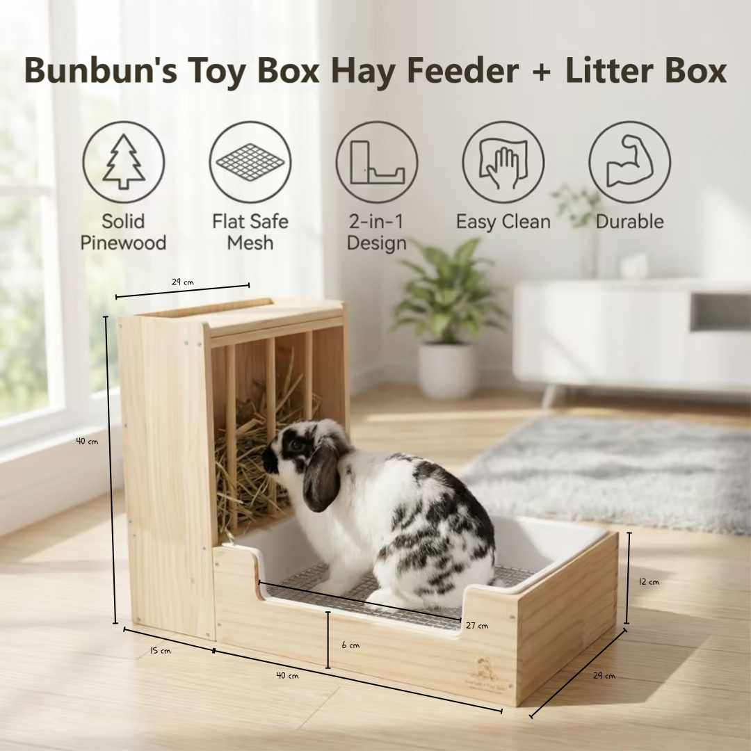 Bunbun’s Toy Box Hay Feeder + Litter Box