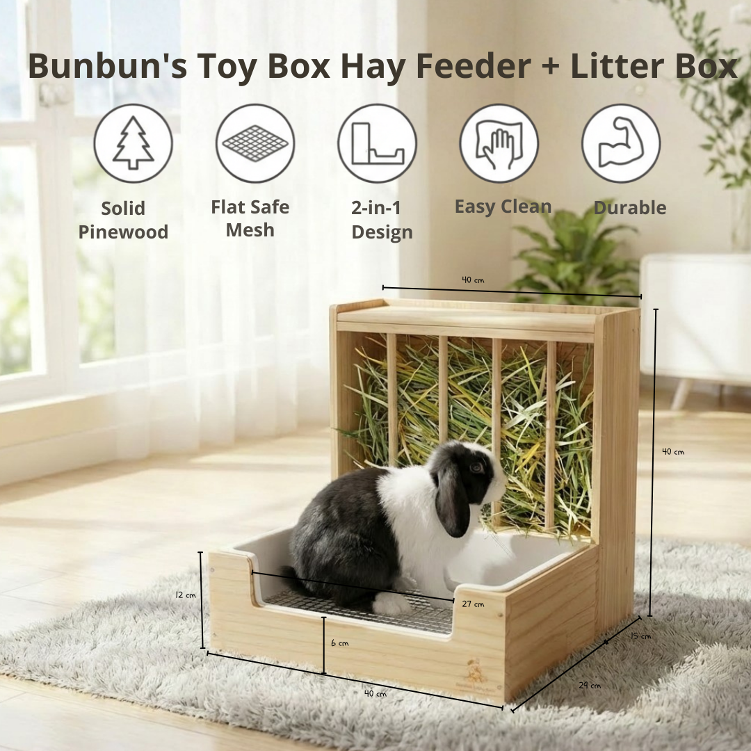 Bunbun’s Toy Box Rabbit Hay Feeder + Litter Box