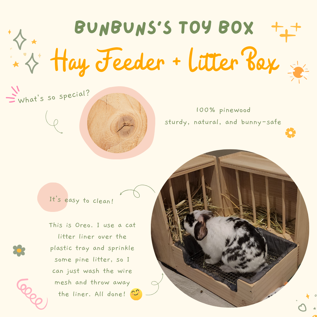 Bunbun’s Toy Box Rabbit Hay Feeder + Litter Box